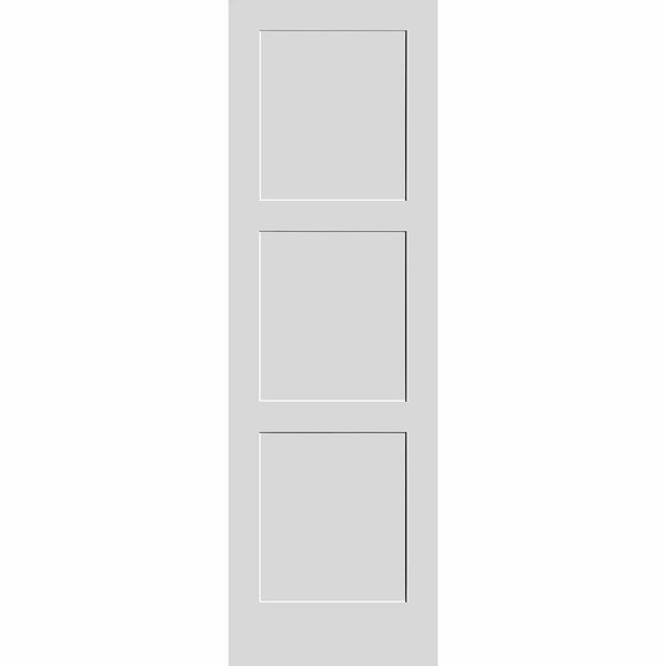 Codel Doors 36" x 96" Primed 3-Panel Equal Panel Interior Shaker Slab Door 3080pri8433